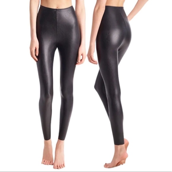 Commando Pants - Commando Faux Leather Control Ankle Leggings Black Vegan High Waist Rise M
